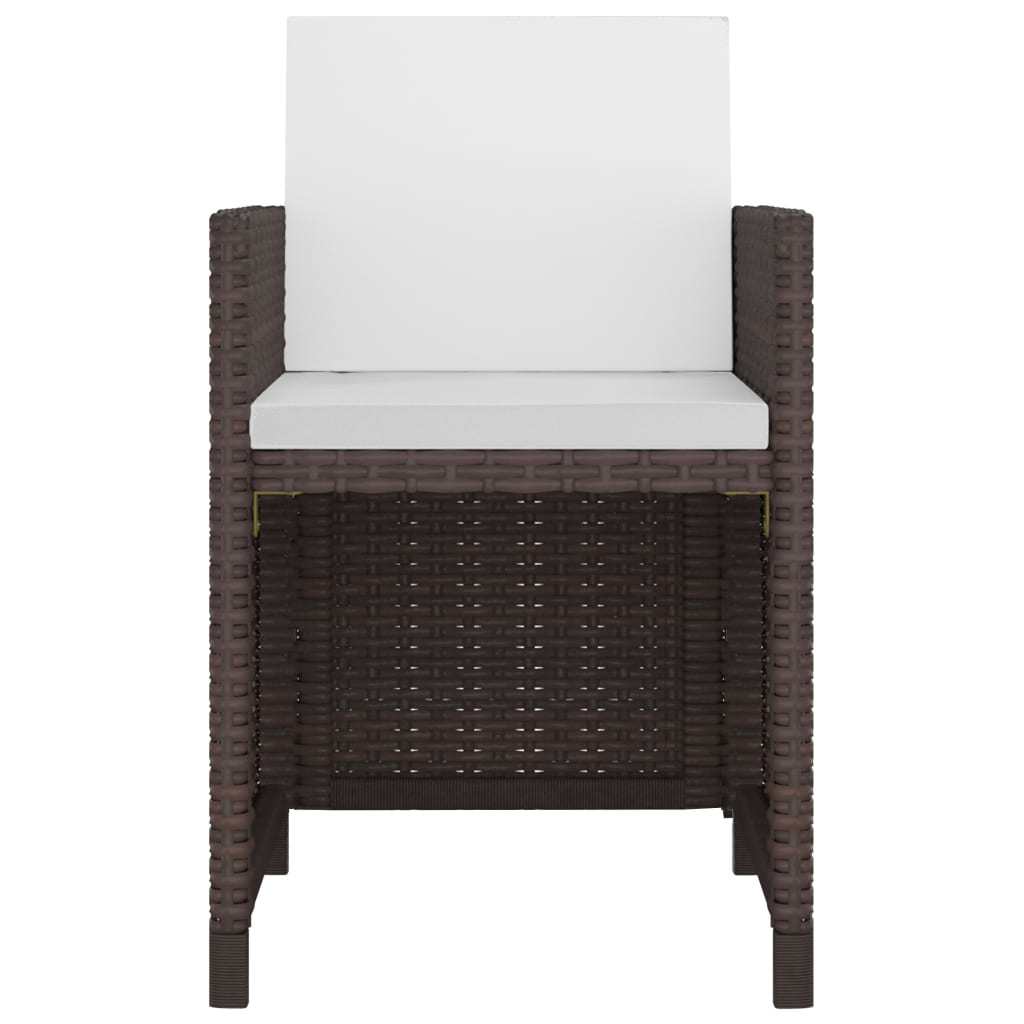 11 Piece Patio Dining Set with Cushions - Poly Rattan Brown