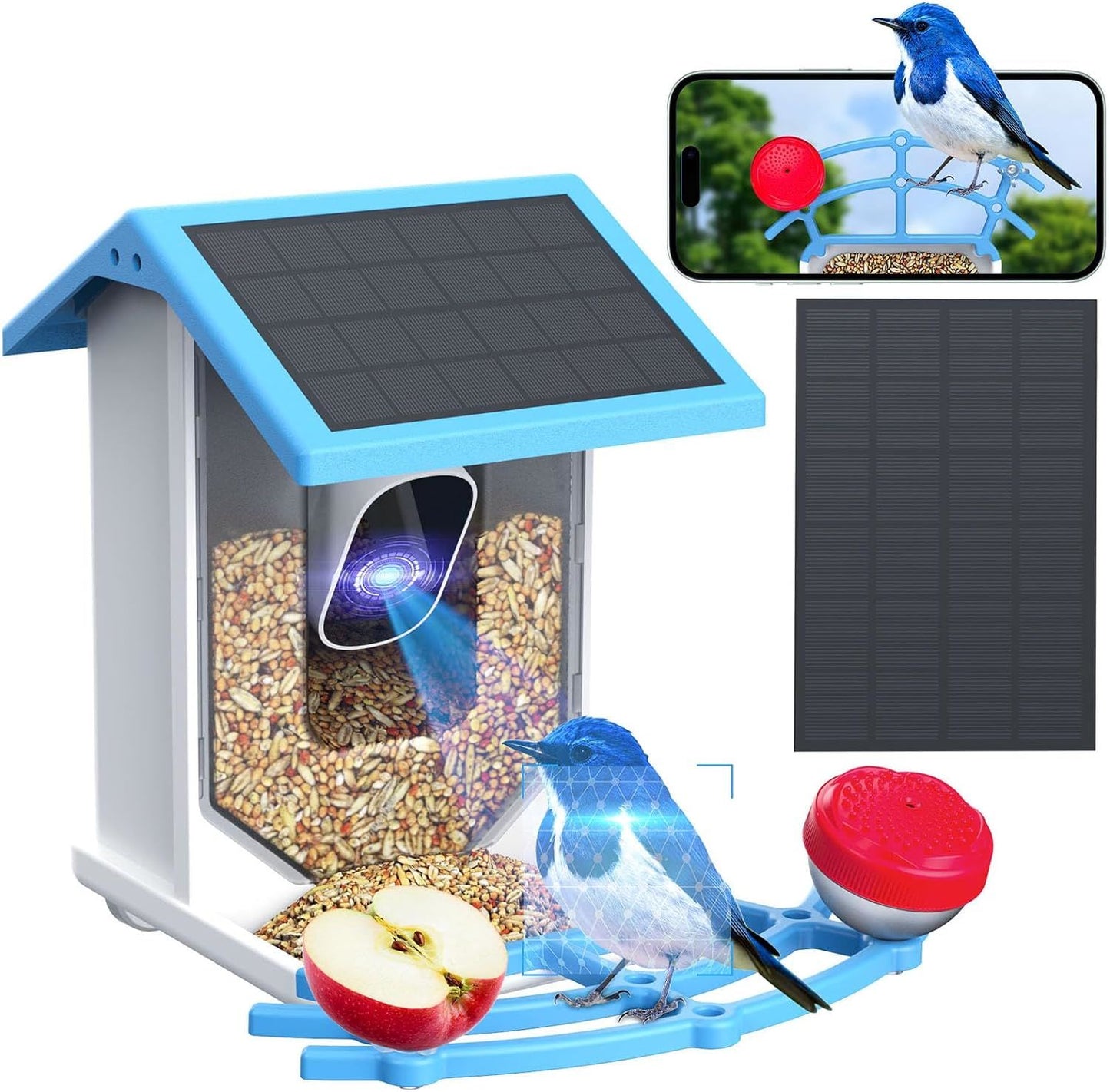 Smart Bird Feeder with Camera - Solar-Powered WiFi 4MP Live Camera