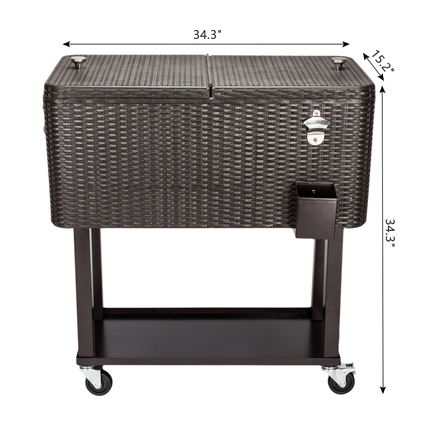 High Quality 80QT Rattan Cooler with Shelf - Square Legs