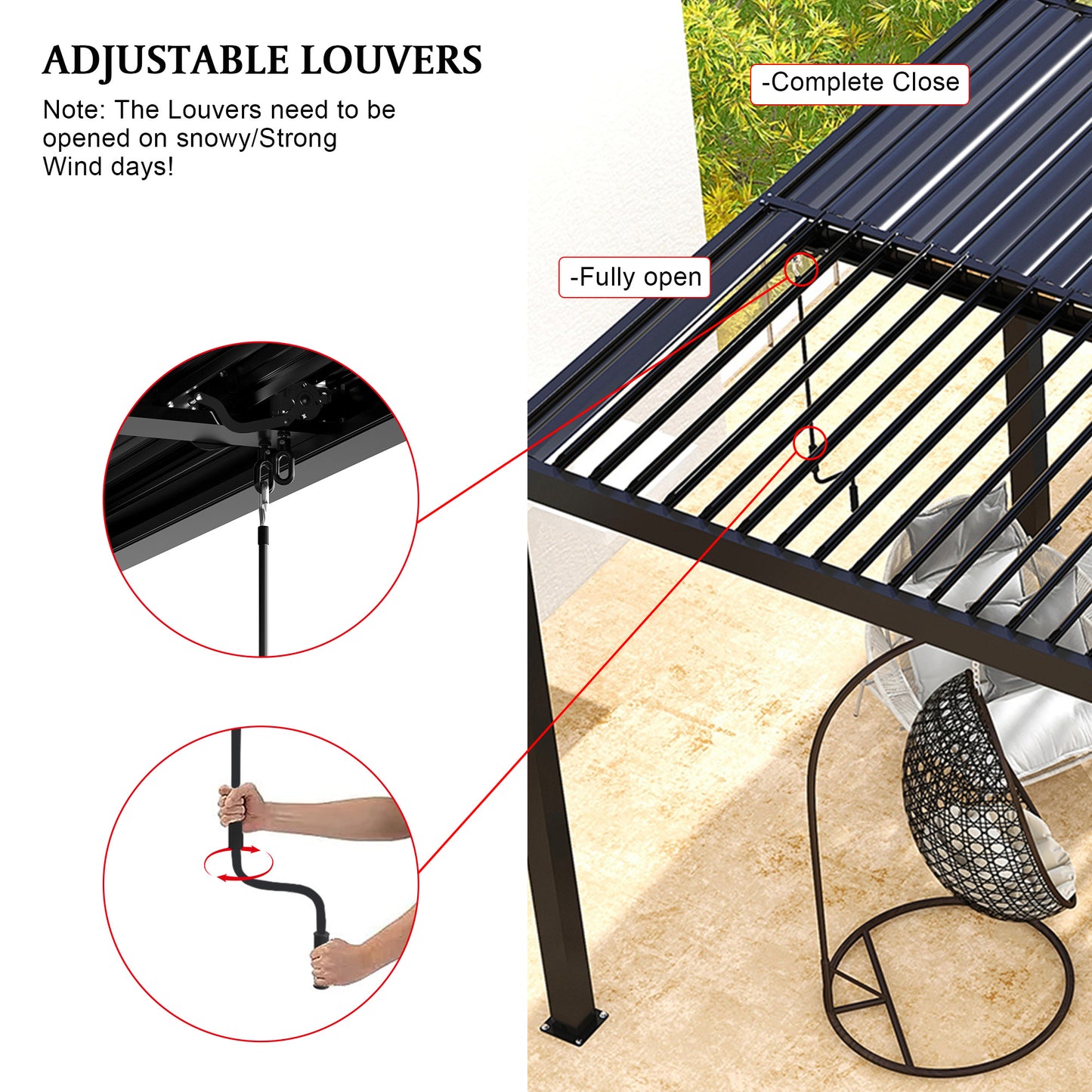 Pergola 10x13FT Aluminum Frame & Louvers