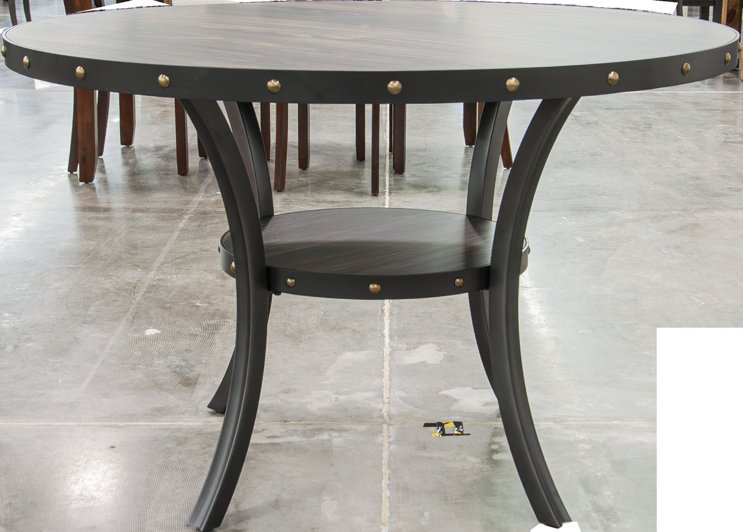 Modern Classic 5pc Dining Set - Natural Wood Round Table & Charcoal Tufted Chairs