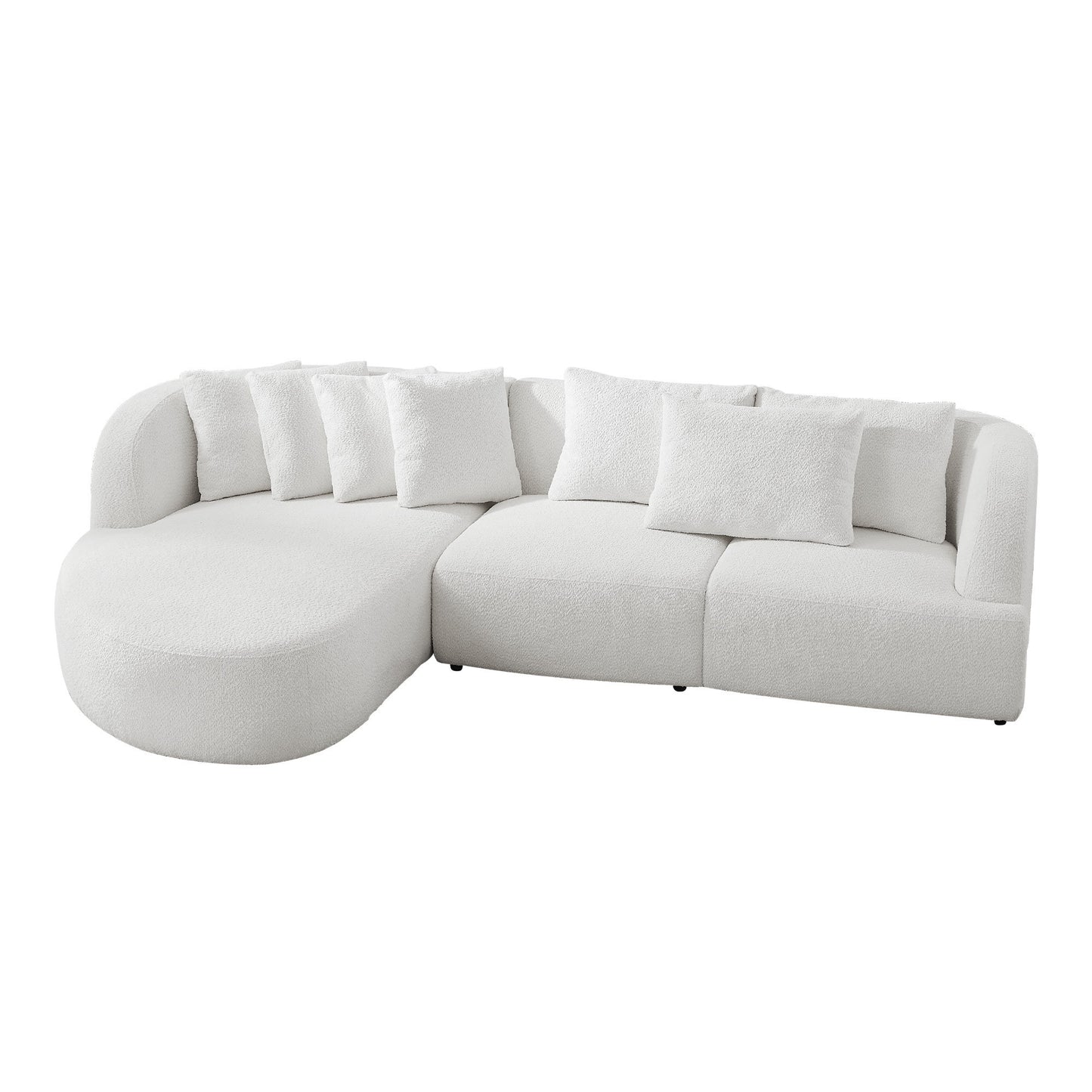 Convertible Corner Sofa with Left Chaise Longue - Beige Sectional Sofa