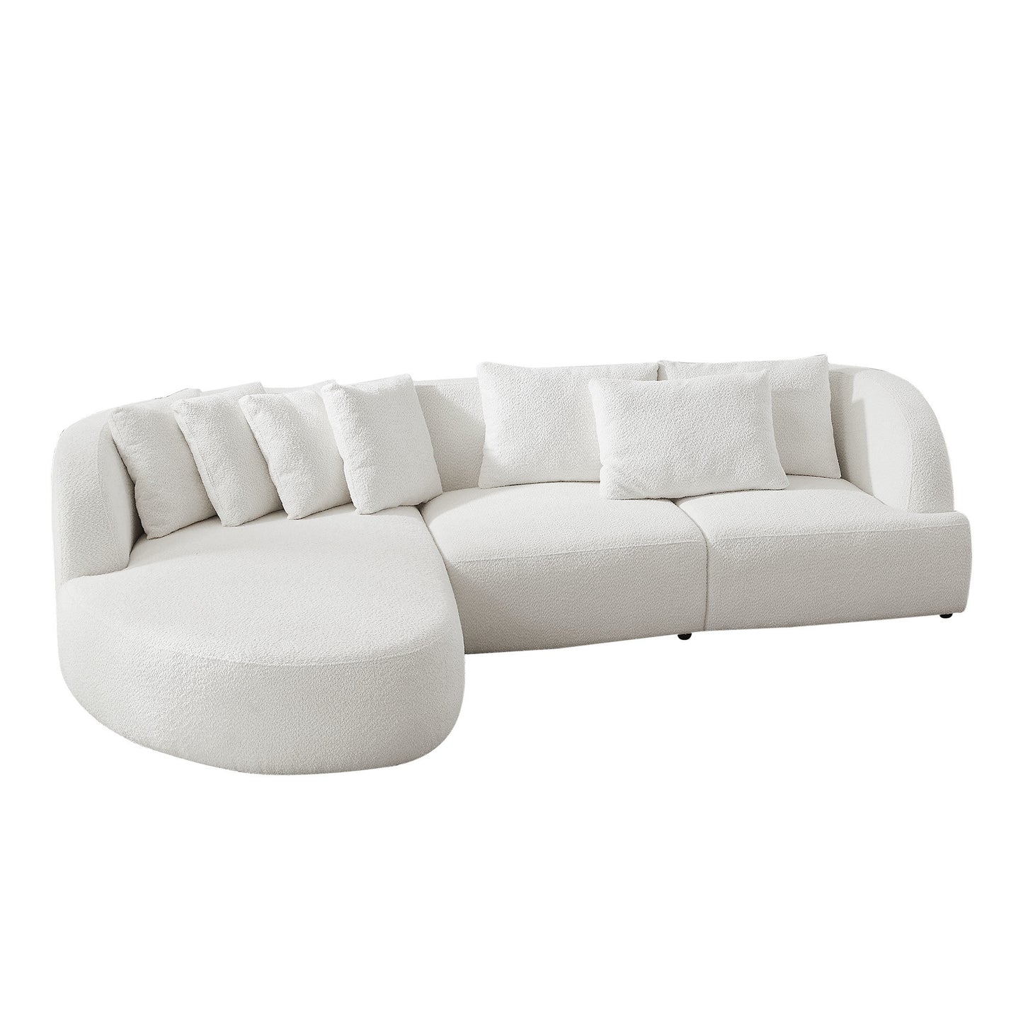 Convertible Corner Sofa with Left Chaise Longue - Beige Sectional Sofa