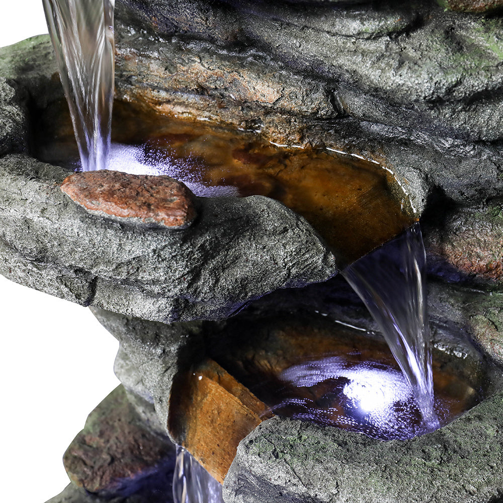 32.6" Rock Water Fountain with LED Lights - Outdoor Decor
