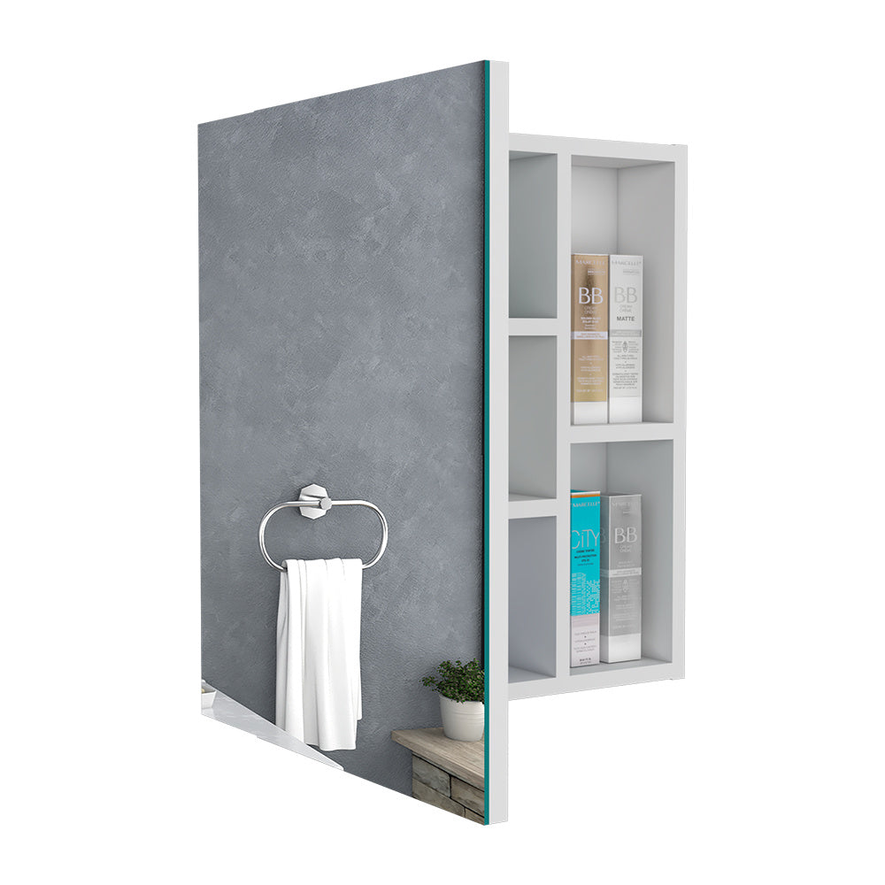 Clifton Medicine Cabinet Mirror - Five Internal Shelves, White Finish