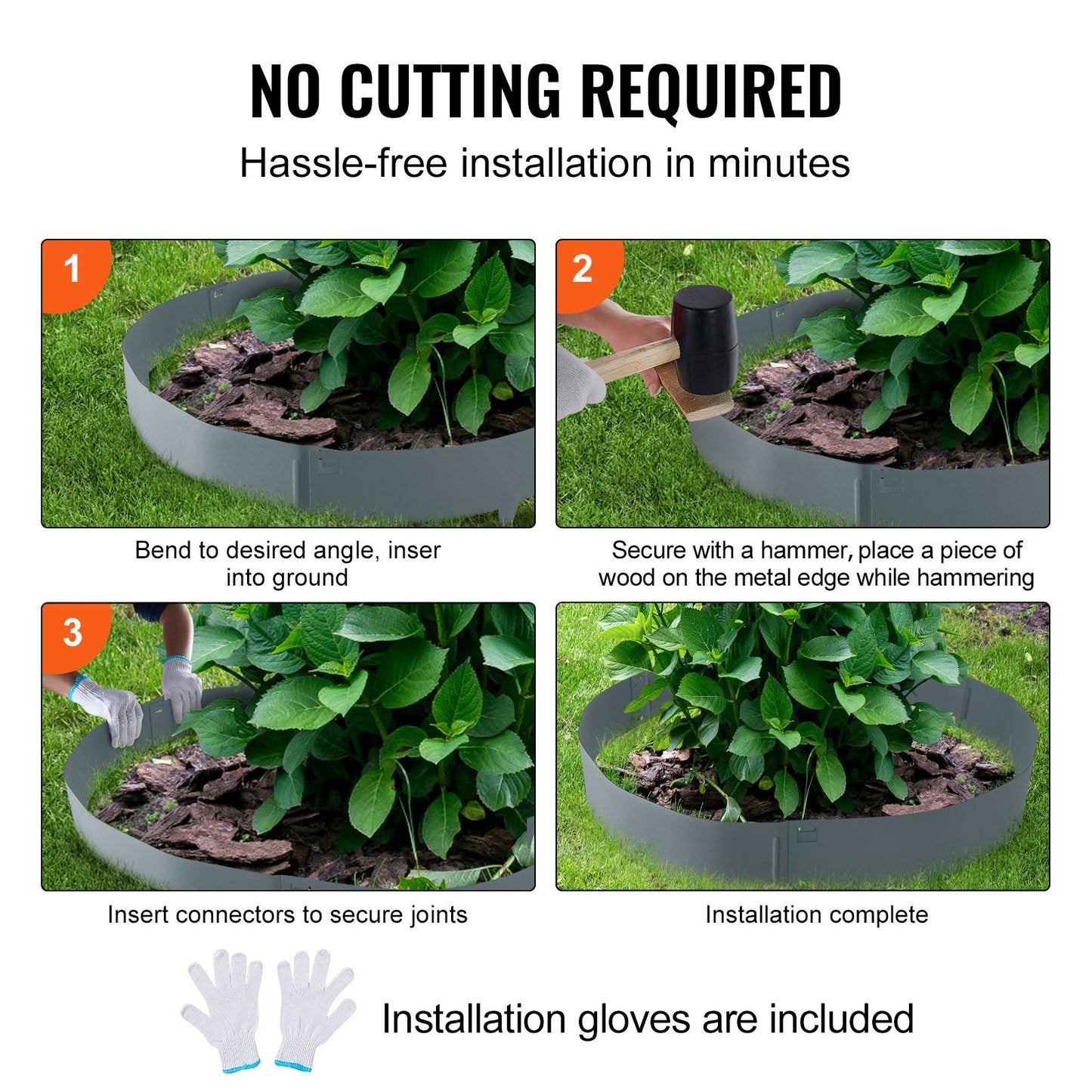 Steel Landscape Edging - 5-Pack Garden Borders, 39" x 5" Strips