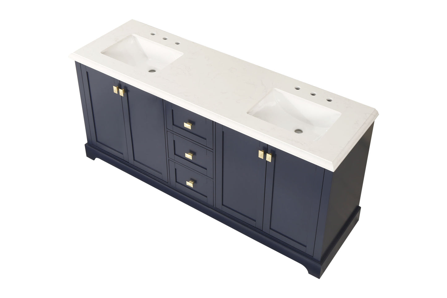72-Inch Blue Vanity Sink Combo - Marble Countertop & Bathroom Sink Cabinet