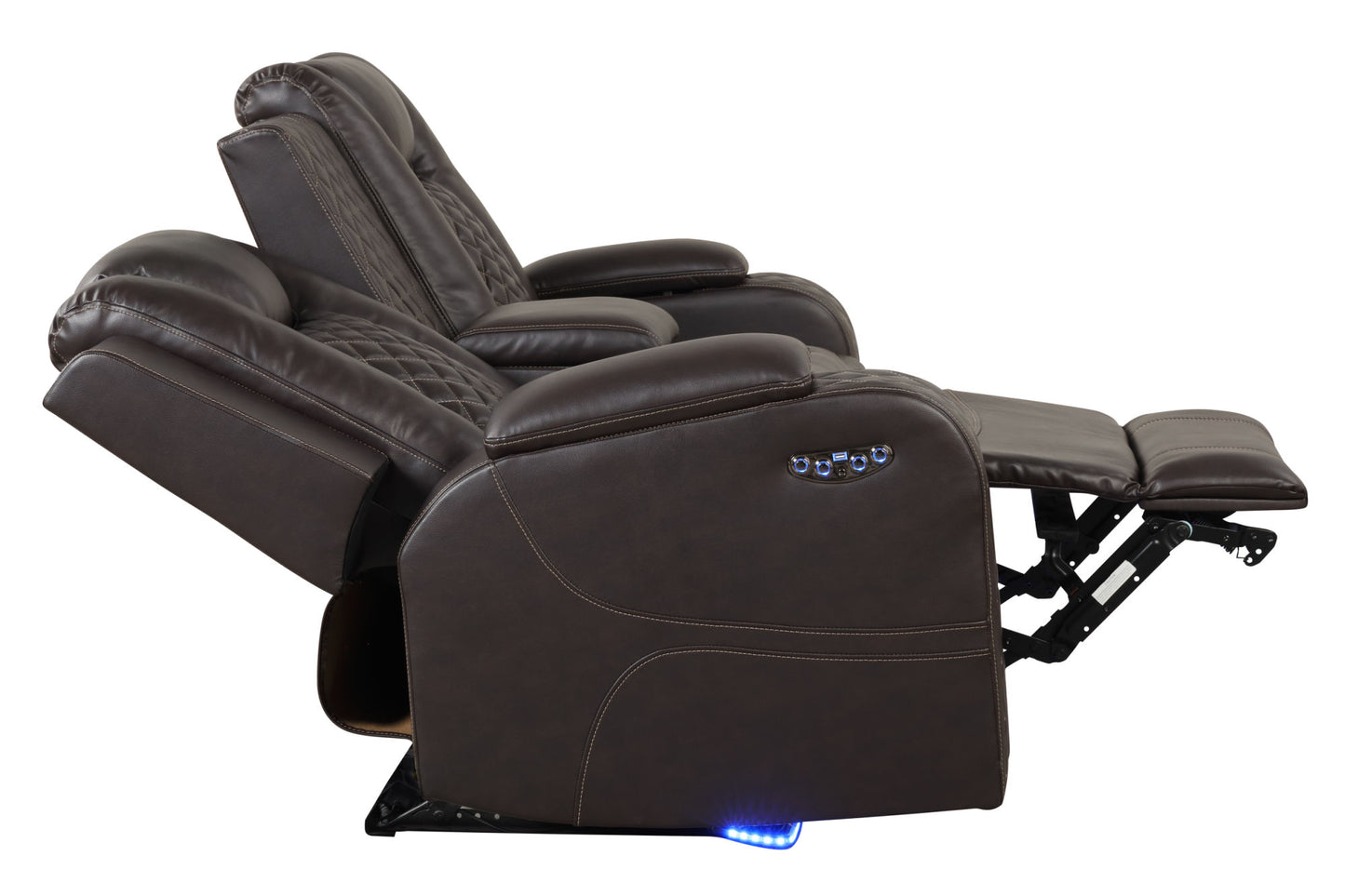 LED & Power Recliner 3 PC Living Room Set - Faux Leather in Brown