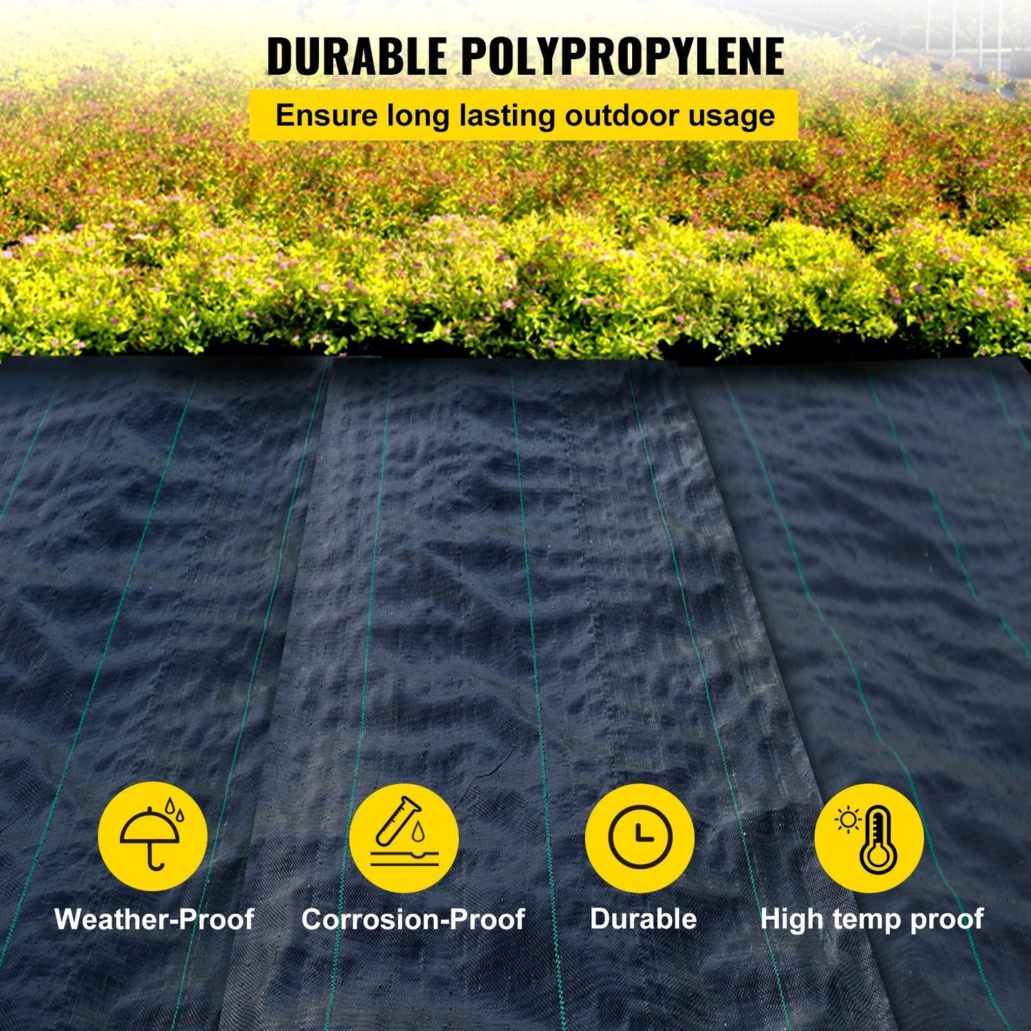 Premium Heavy Duty Weed Barrier Fabric - 3FT x 50FT, 5OZ Woven Control
