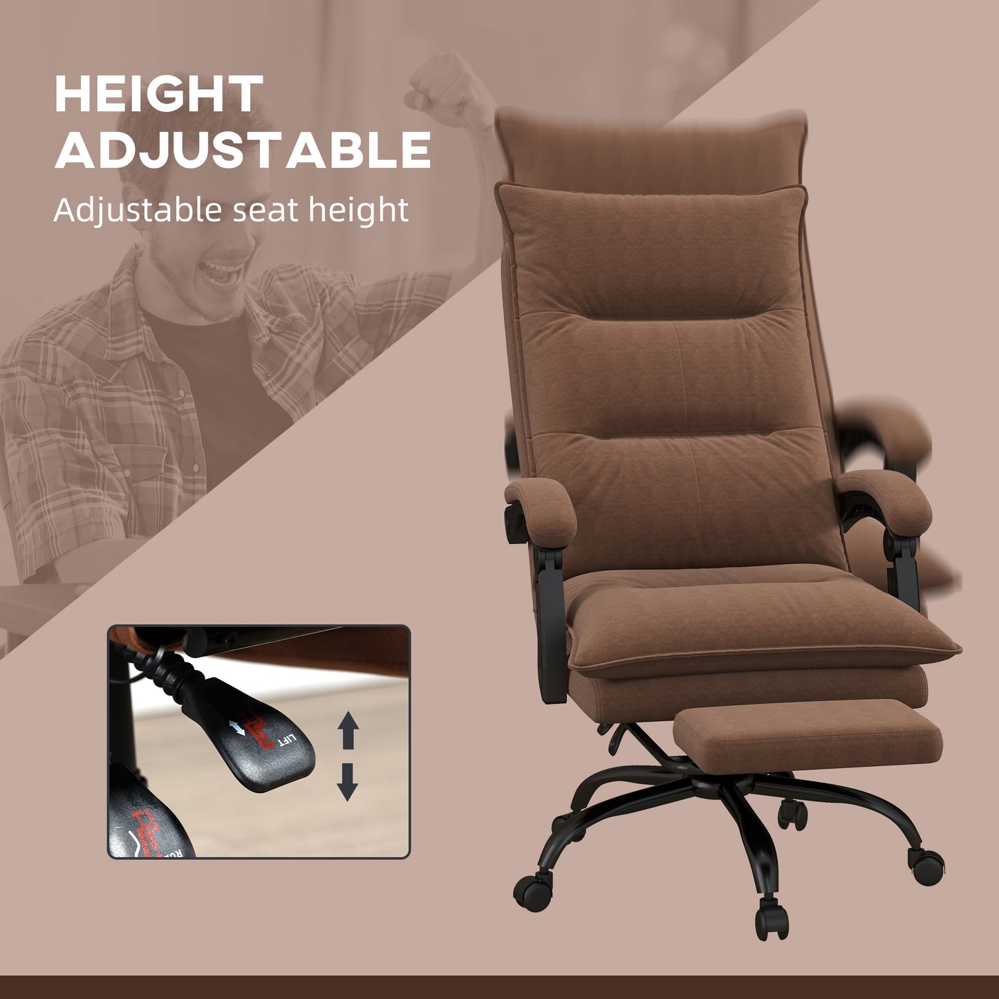 Microfiber Heated Massage Office Chair with Footrest & Armrest