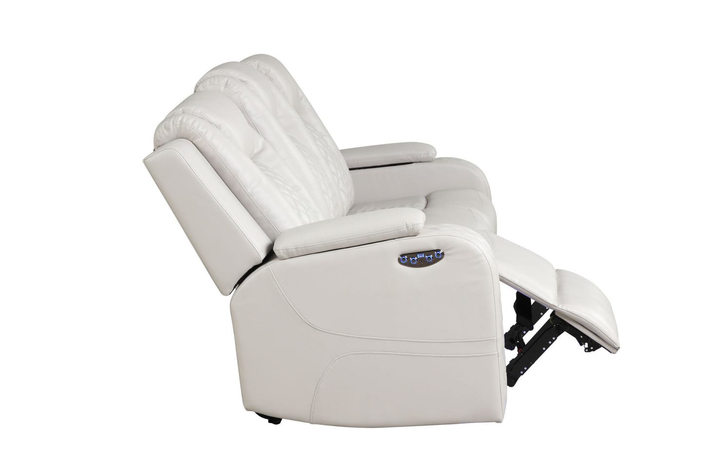 LED & Power Recliner 3 PC Living Room Set - Faux Leather in Ice