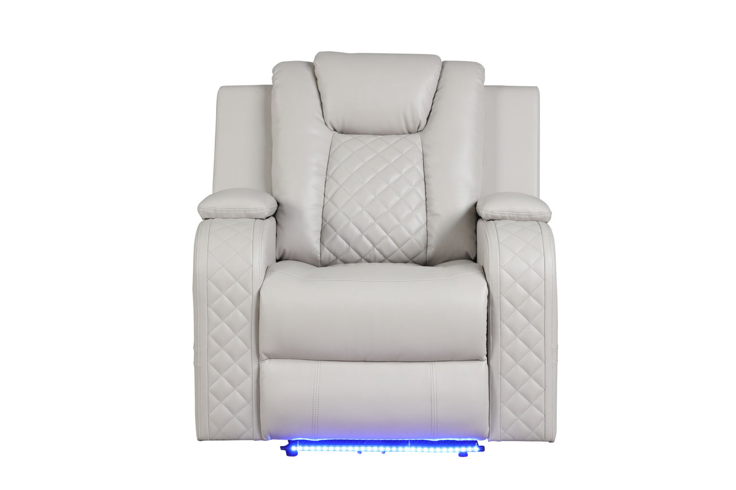 LED & Power Recliner 3 PC Living Room Set - Faux Leather in Ice