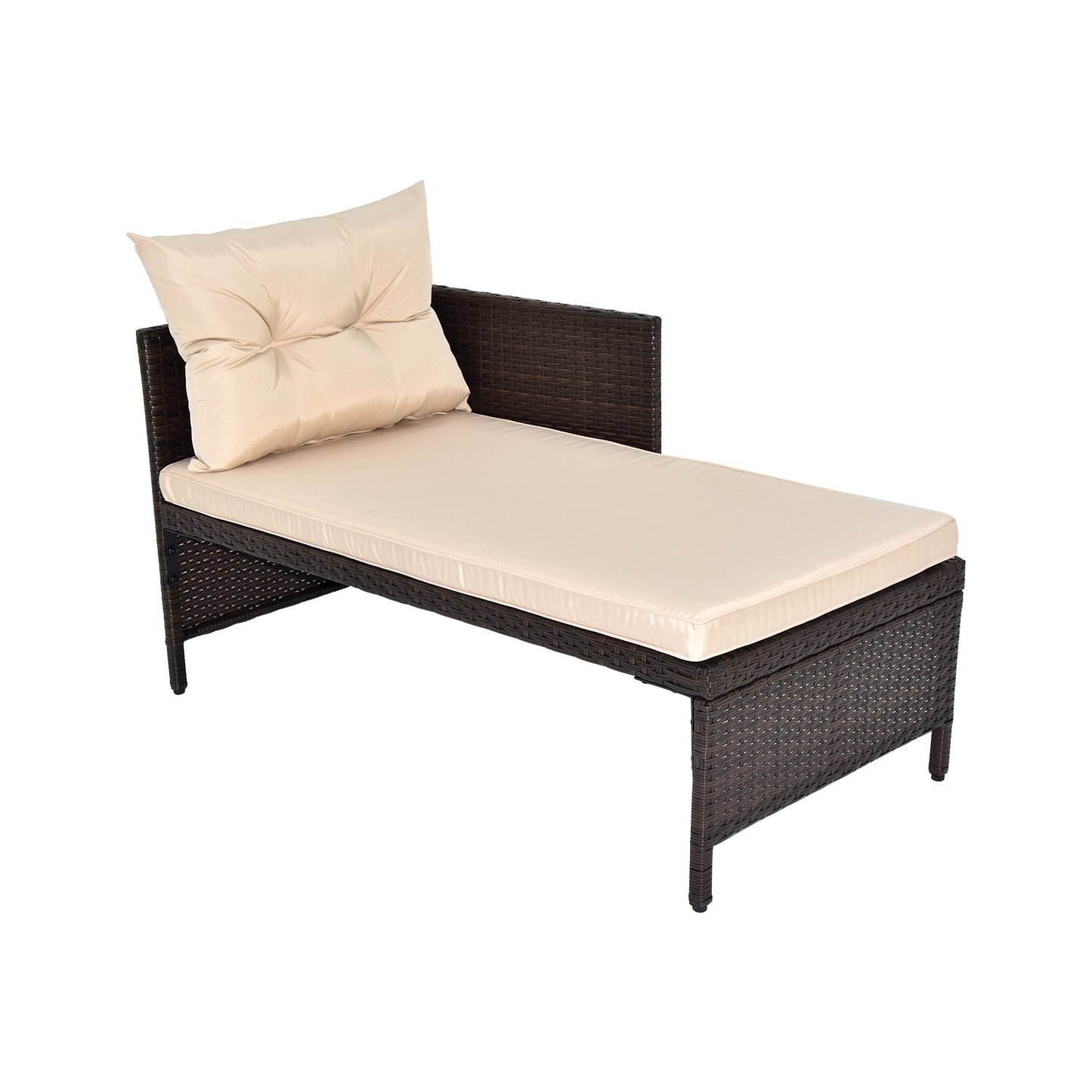 3-Piece Outdoor PE Rattan Furniture Set - Patio Black Wicker Loveseat Sofa