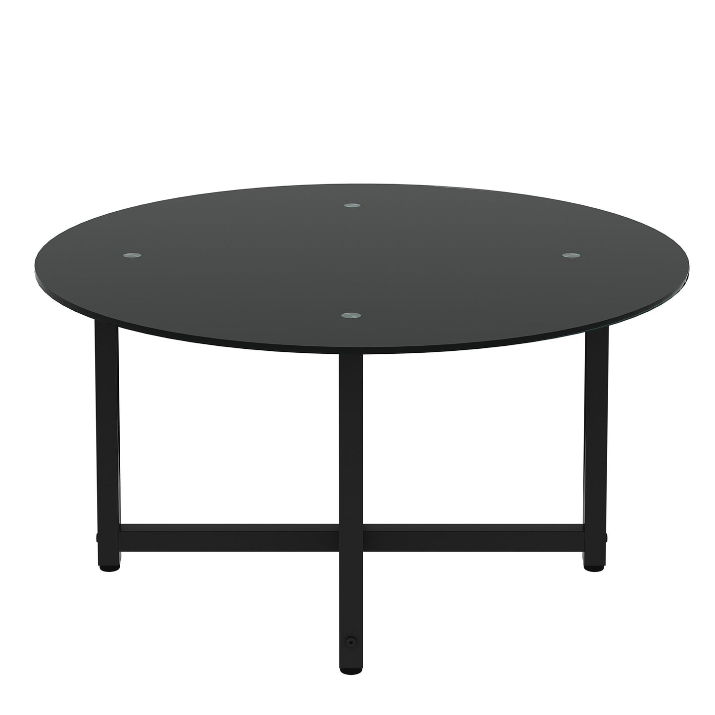 Modern Side Center Table for Living Room - Round Tempered Glass, 220lbs Capacity