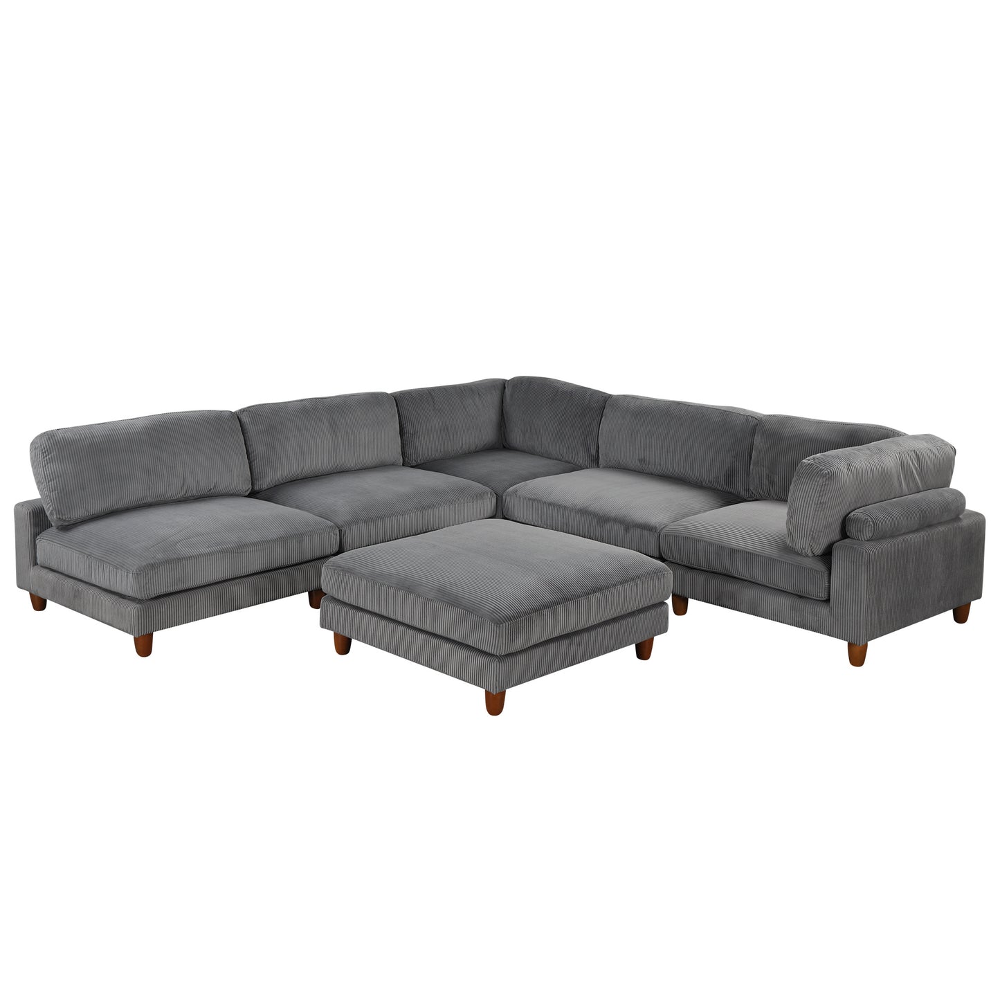U-Style Modular Sectional Sofa with Ottoman - 163" L-Shaped Corner (6-Seater)