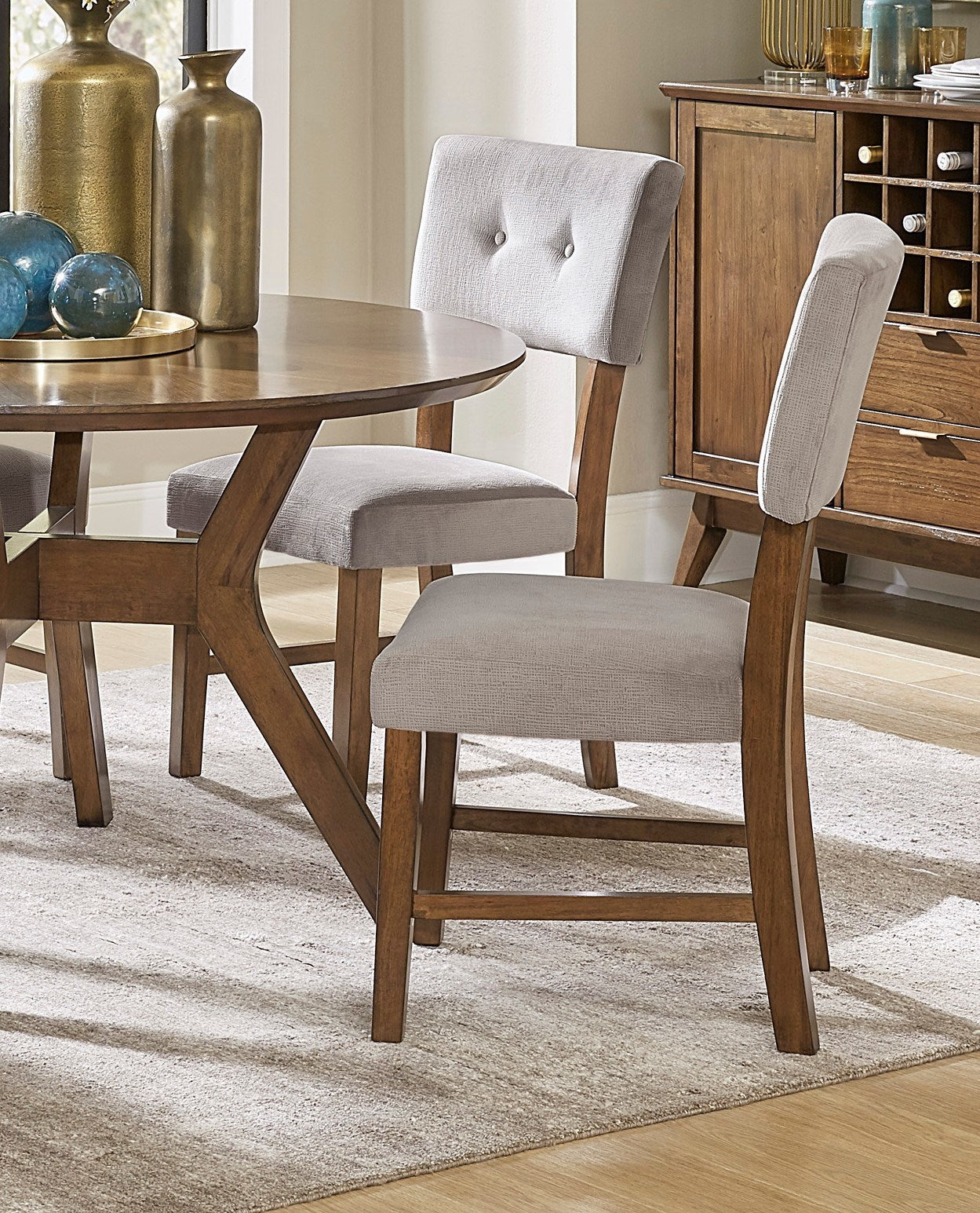 Mid-Century Modern 5pc Round Dining Set - Light Oak Finish