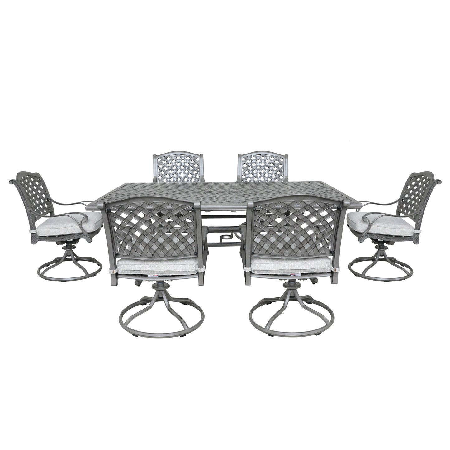 Outdoor 7-Piece Aluminum Dining Set with Cushions - Golden Gauze