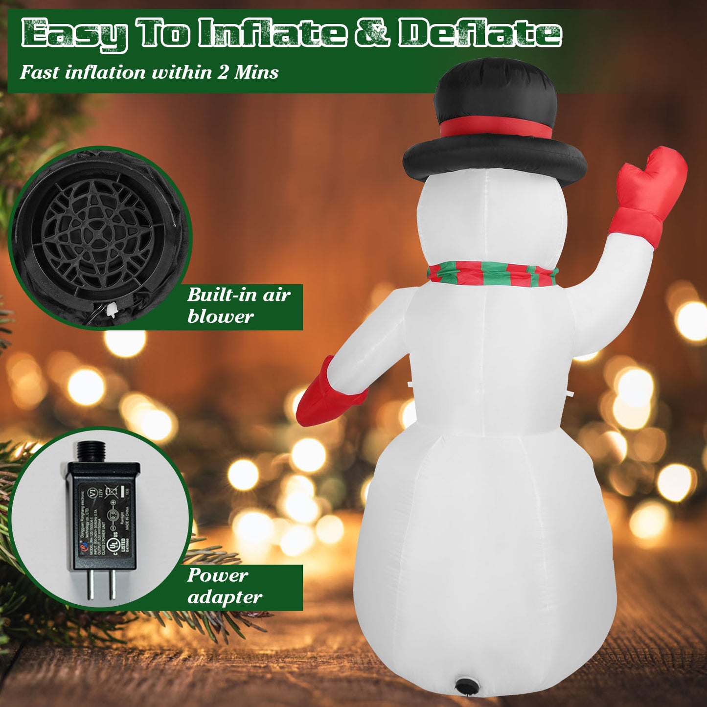 7.9FT Christmas Inflatable Giant Snowman | Snowman Decoration