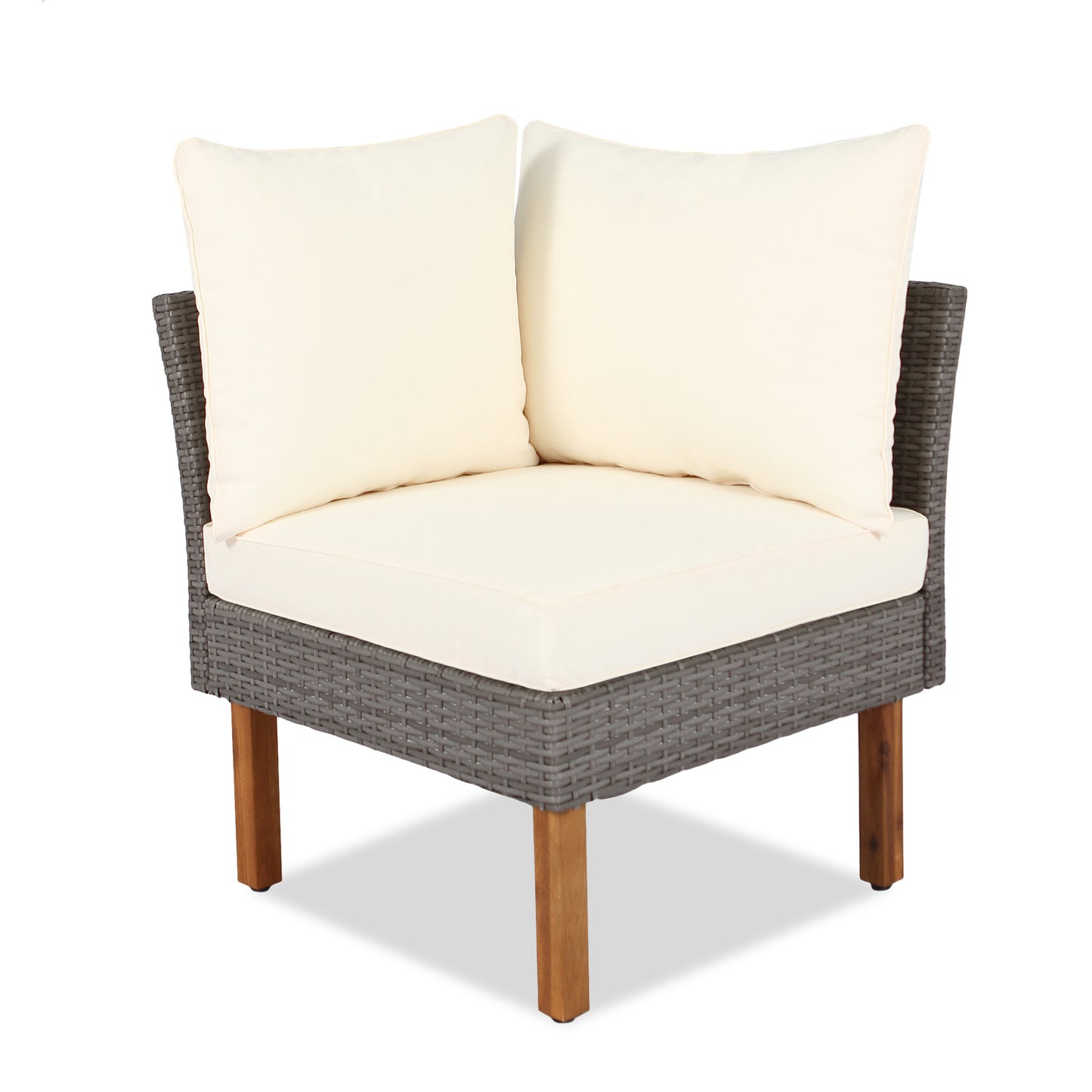 9-Piece Patio Rattan Furniture Set - Acacia Wood Legs & Tabletop