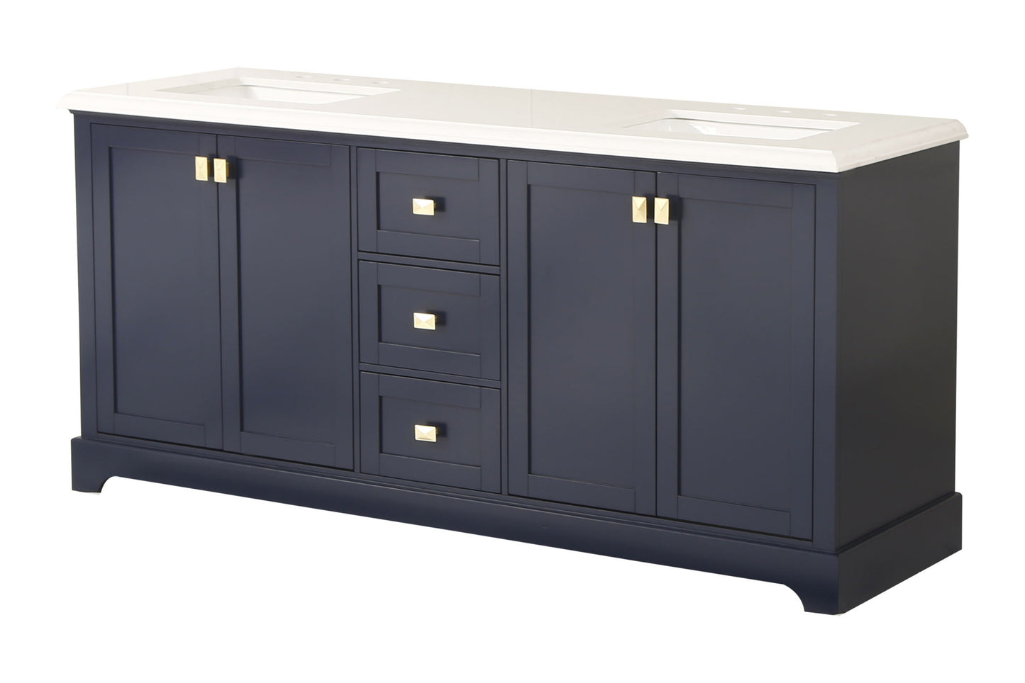 72-Inch Blue Vanity Sink Combo - Marble Countertop & Bathroom Sink Cabinet