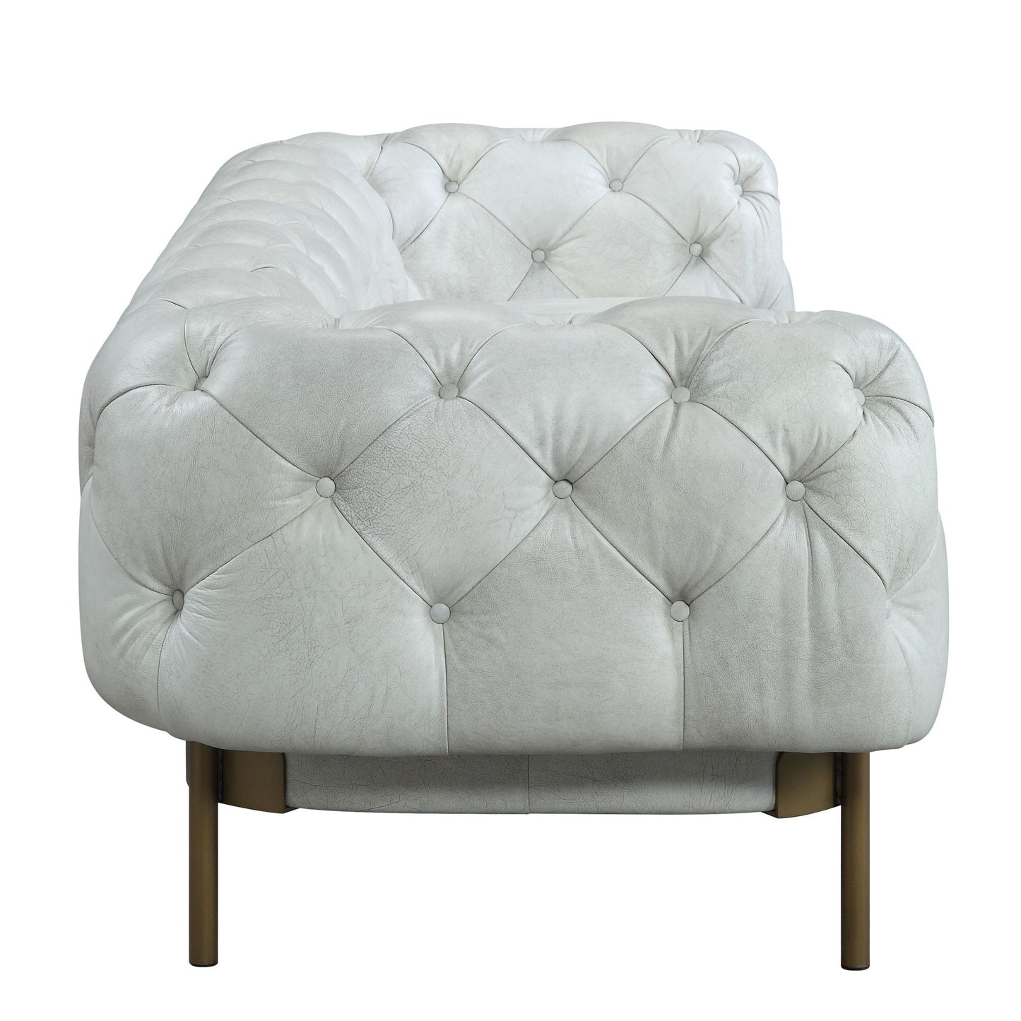 Vintage White Top Grain Leather Chesterfield Sofa