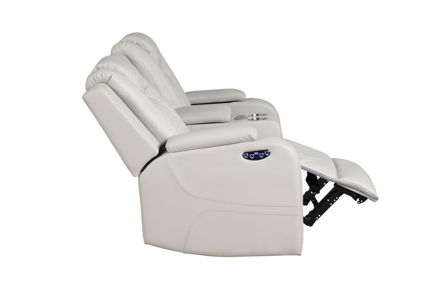 LED & Power Recliner 3 PC Living Room Set - Faux Leather in Ice