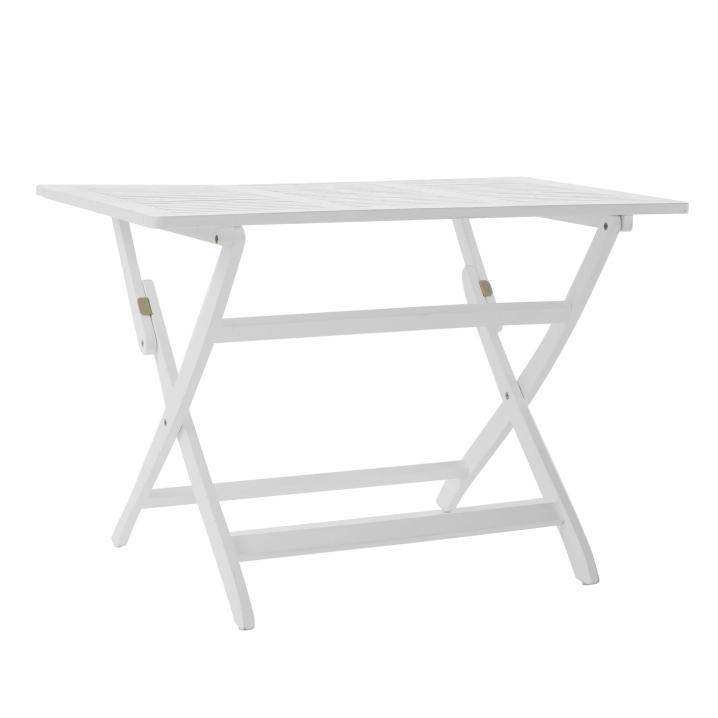 White Outdoor Foldable Dining Set - Acacia Wood, 4 Chairs + 1 Table