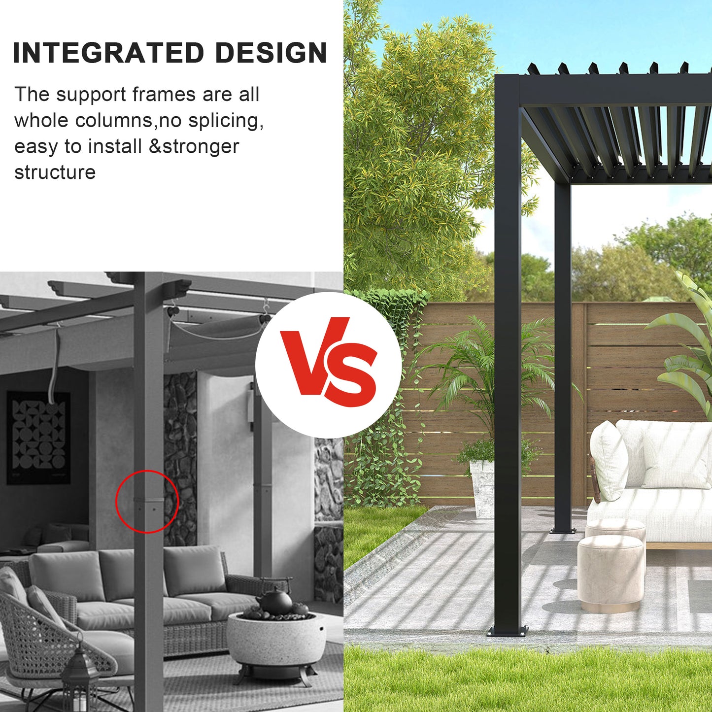 Pergola 10x13FT Aluminum Frame & Louvers