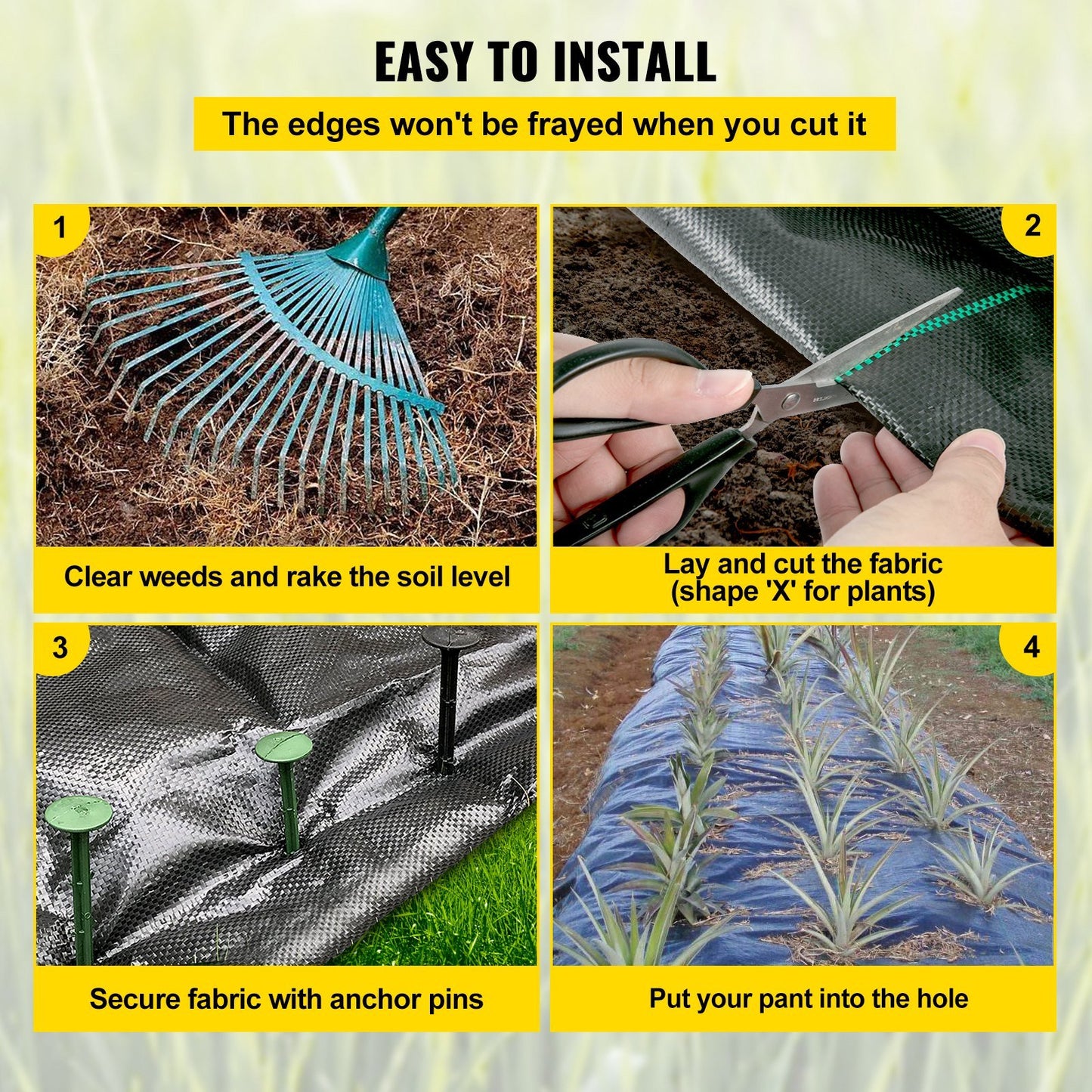 Weed Barrier - 5.8oz Landscape Fabric, 3ft x 300ft Heavy Duty Cover Mat