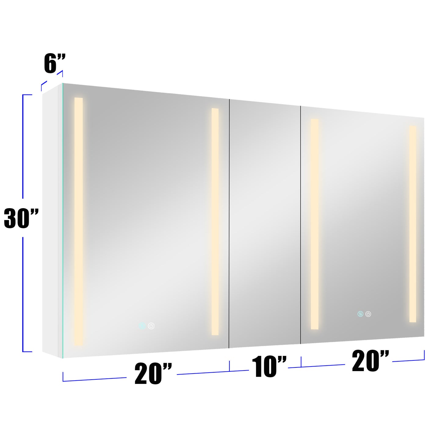 50x30 Inch LED Lighted Bathroom Medicine Cabinet - Double Door, Surface Mount