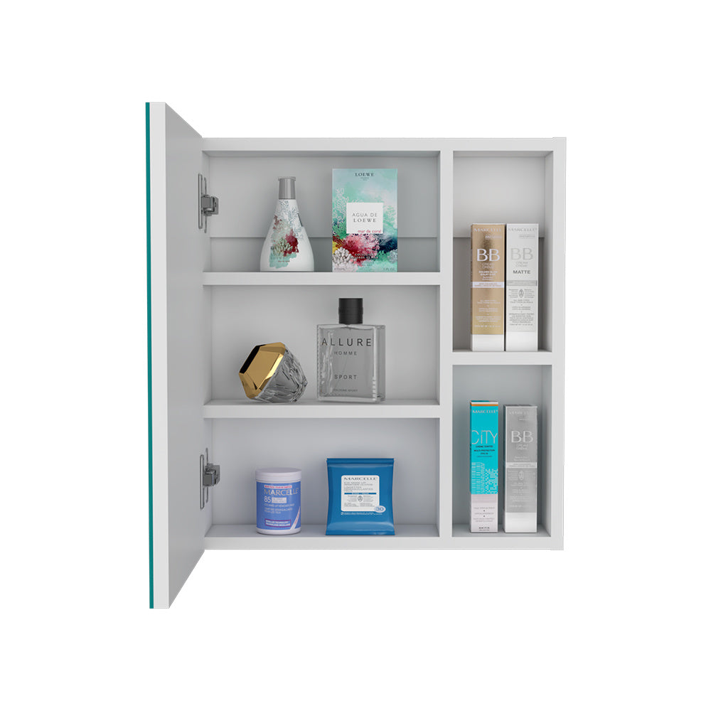 Clifton Medicine Cabinet Mirror - Five Internal Shelves, White Finish