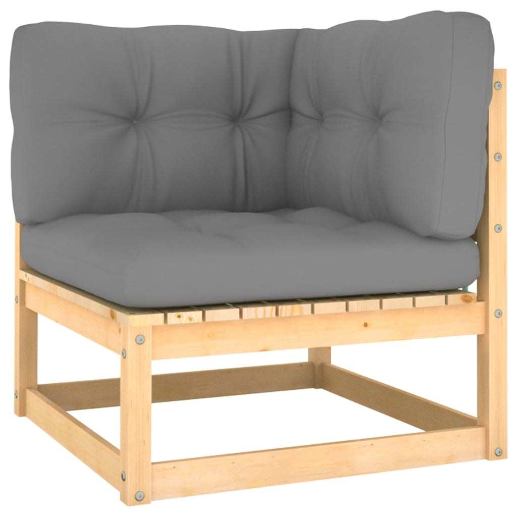 13 Piece Patio Lounge Set with Cushions - Solid Pinewood