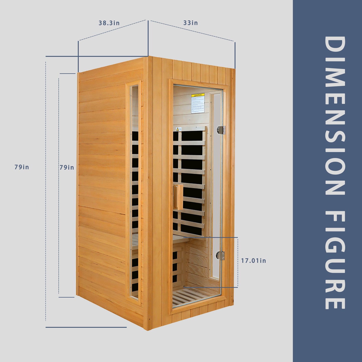 Hemlock One-Person Far Infrared Sauna Room - Roof Embedded Indoor Sauna