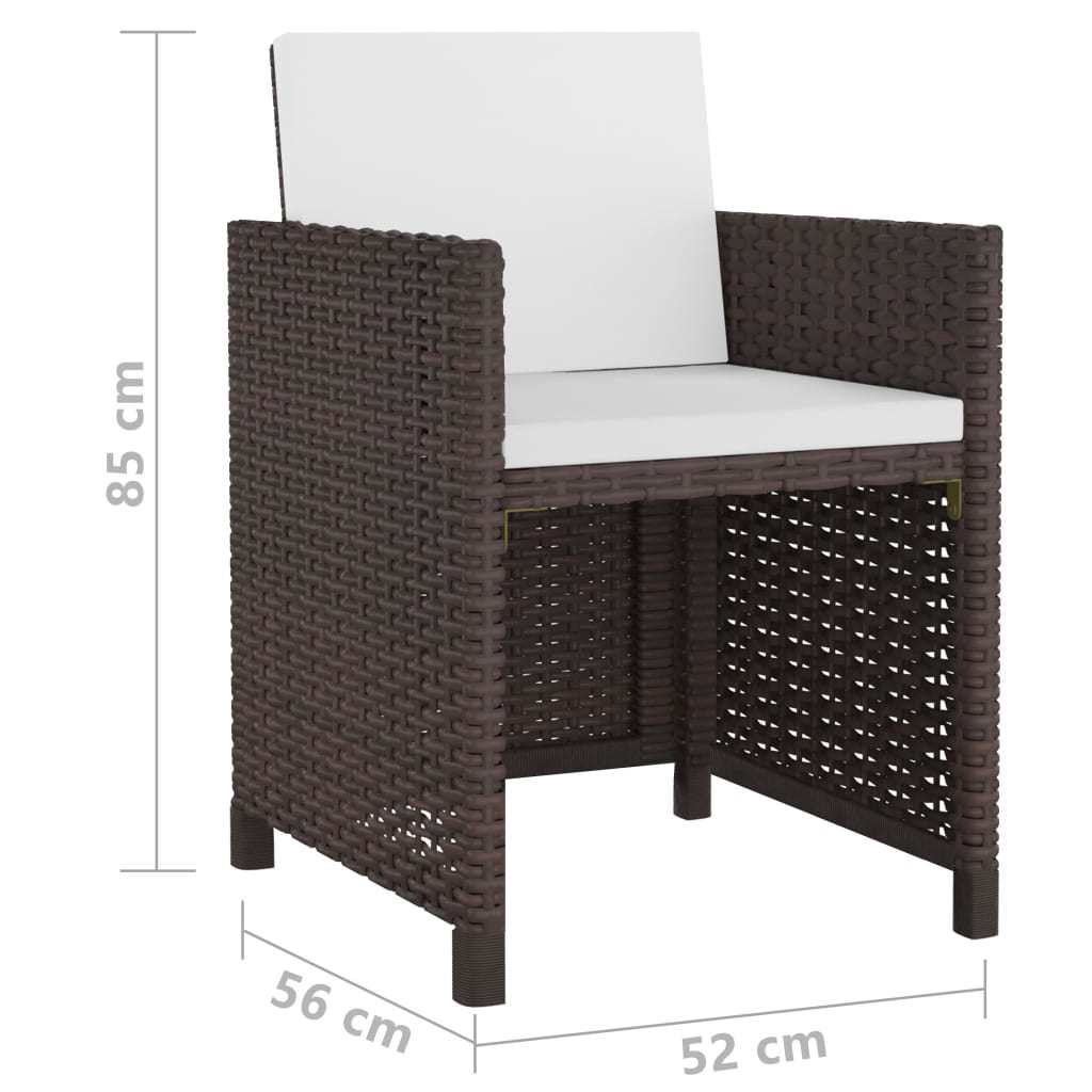 11 Piece Patio Dining Set with Cushions - Poly Rattan Brown