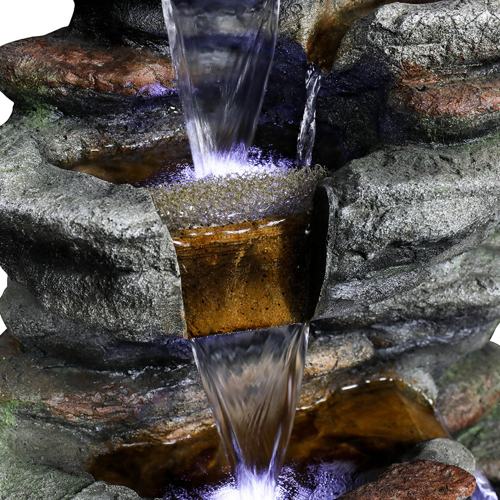 32.6" Rock Water Fountain with LED Lights - Outdoor Decor