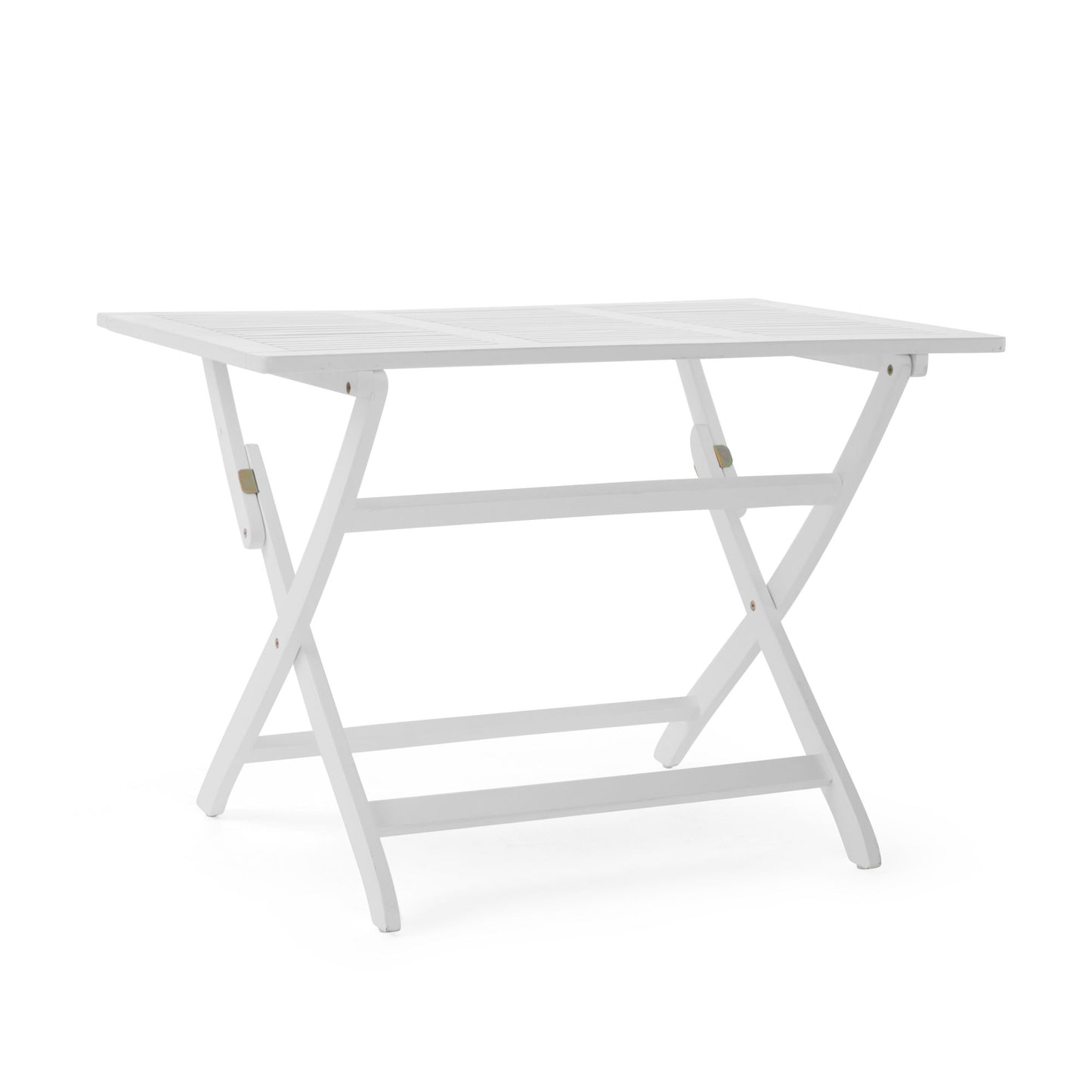 White Outdoor Foldable Dining Set - Acacia Wood, 4 Chairs + 1 Table
