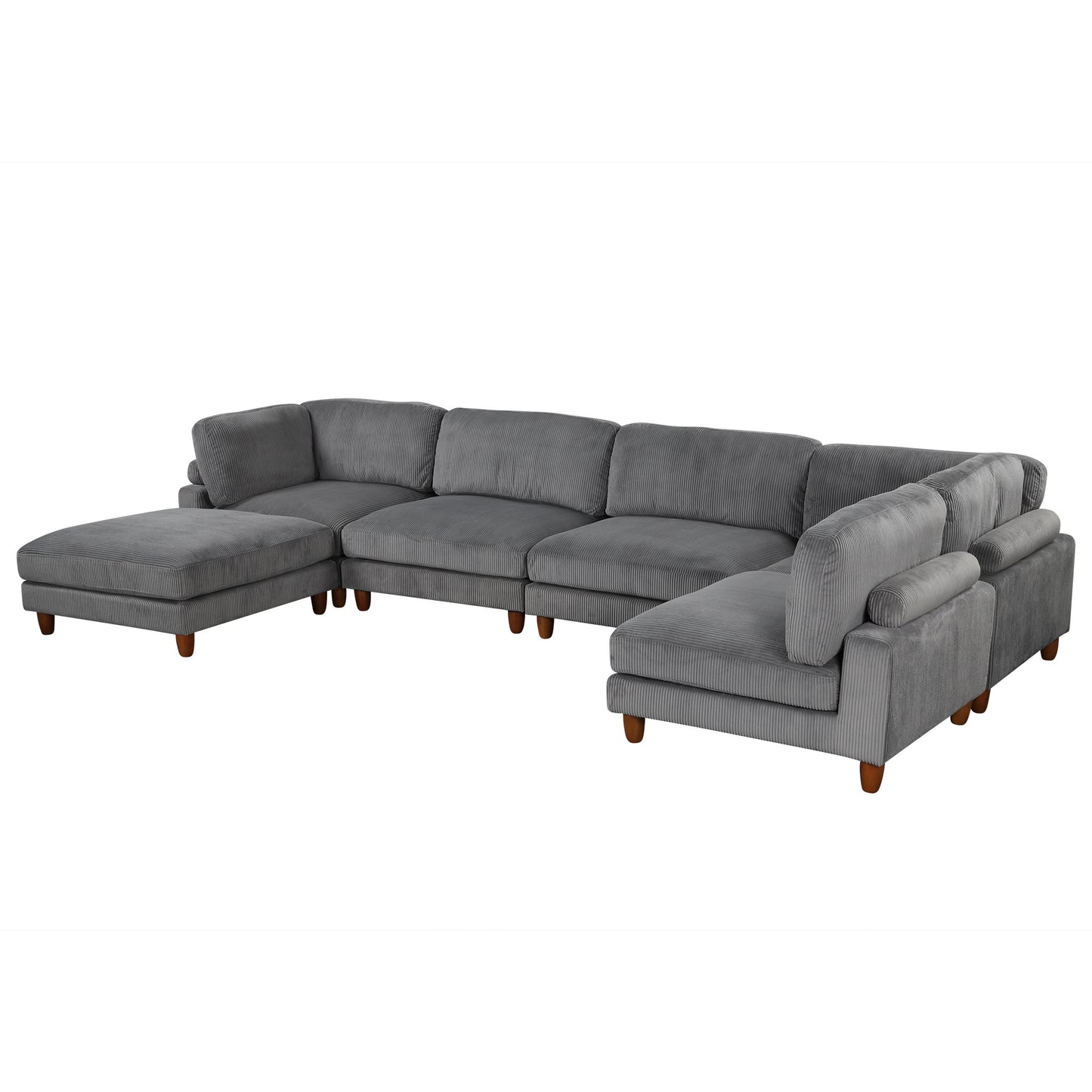 U-Style Modular Sectional Sofa with Ottoman - 163" L-Shaped Corner (6-Seater)