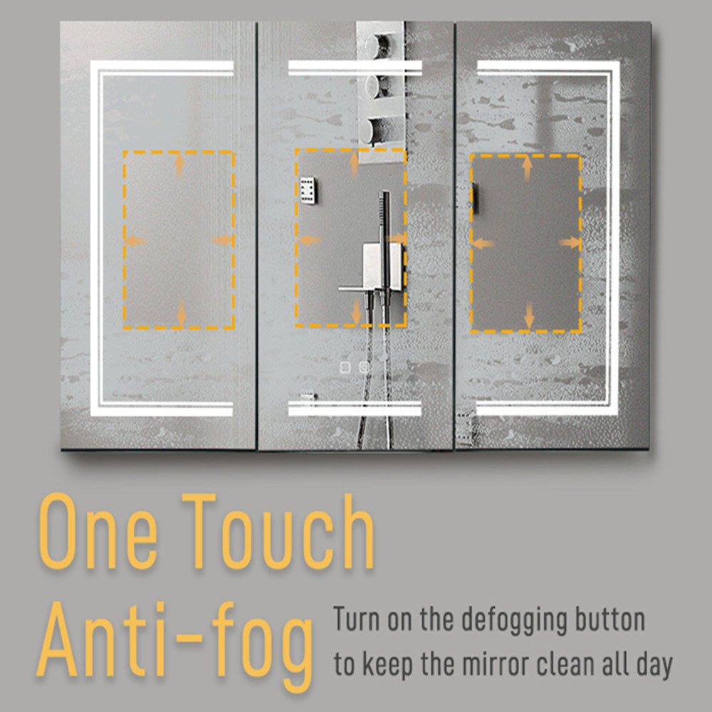 LED Bathroom Wall Cabinet - 3 Door Mirror Cabinet, White