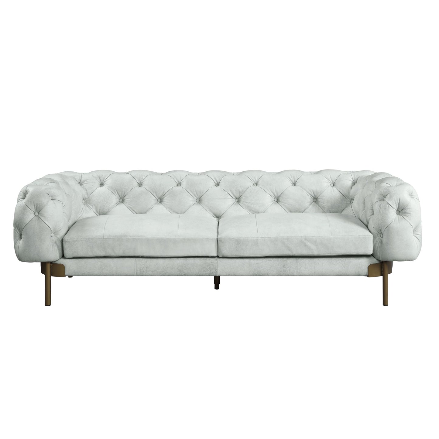 Vintage White Top Grain Leather Chesterfield Sofa