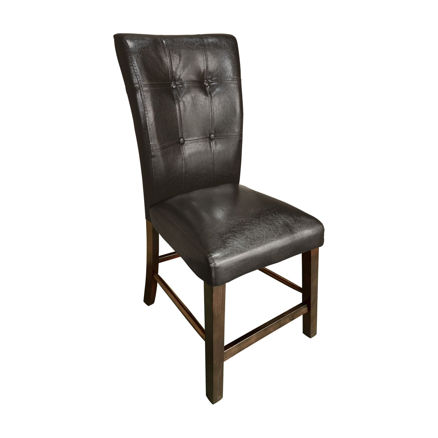 Dark Cherry Finish 5pc Counter Height Dining Set - Marble Top Table & Faux Leather Chairs