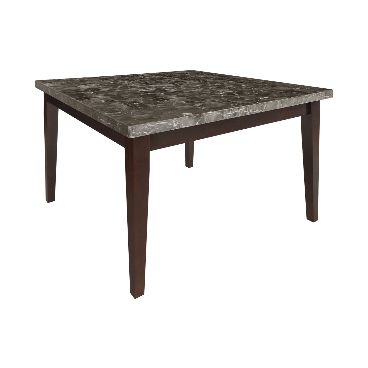 Dark Cherry Finish 5pc Counter Height Dining Set - Marble Top Table & Faux Leather Chairs