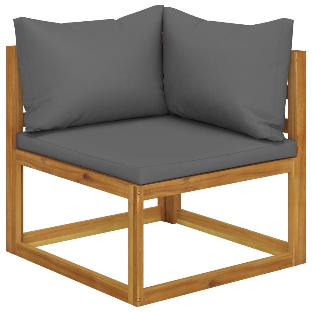 5-Piece Patio Lounge Set with Cushions - Solid Acacia Wood