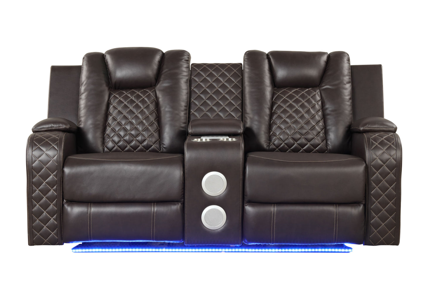 LED & Power Recliner 3 PC Living Room Set - Faux Leather in Brown