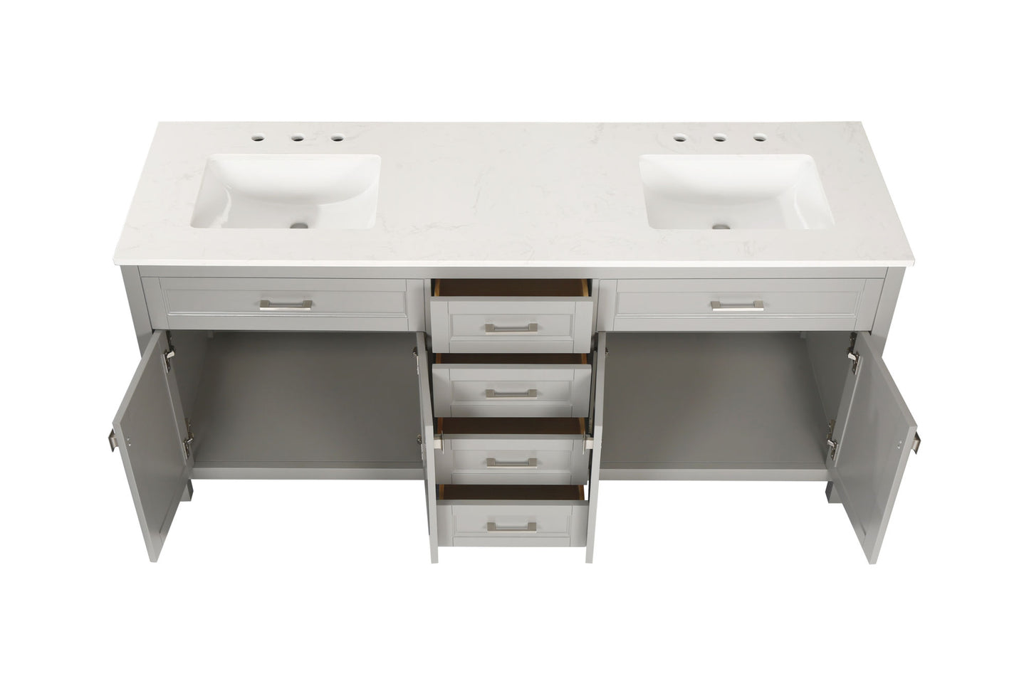 72-Inch Gray Vanity Sink Combo - Marble Countertop & Bathroom Sink Cabinet