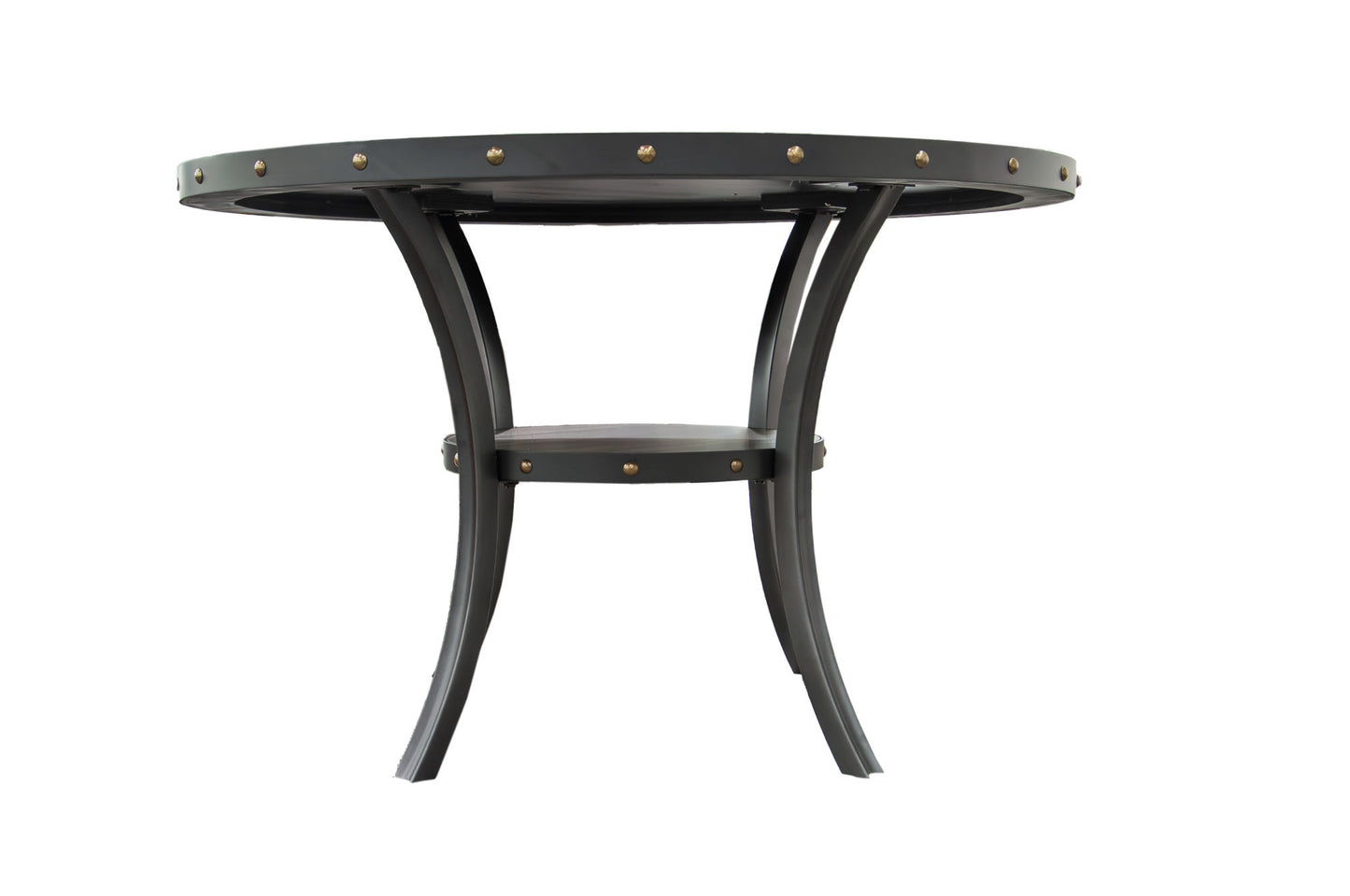 Modern Classic 5pc Dining Set - Natural Wood Round Table & Charcoal Tufted Chairs