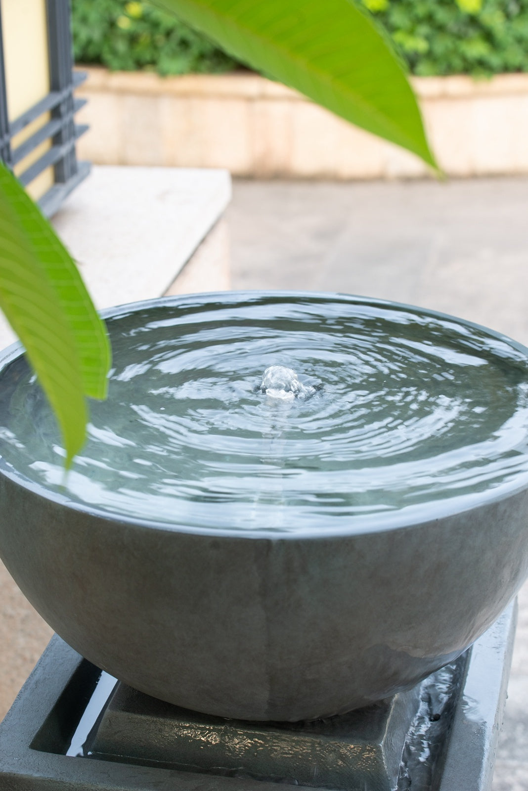 44.5" Gray Zen Bowl Water Fountain - Outdoor Bird Feeder/Bath
