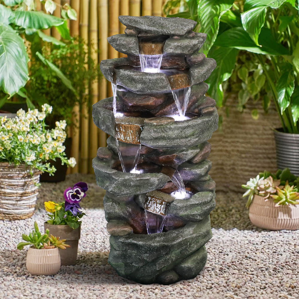 40.5" High Rocks Outdoor Water Fountain with LED Lights