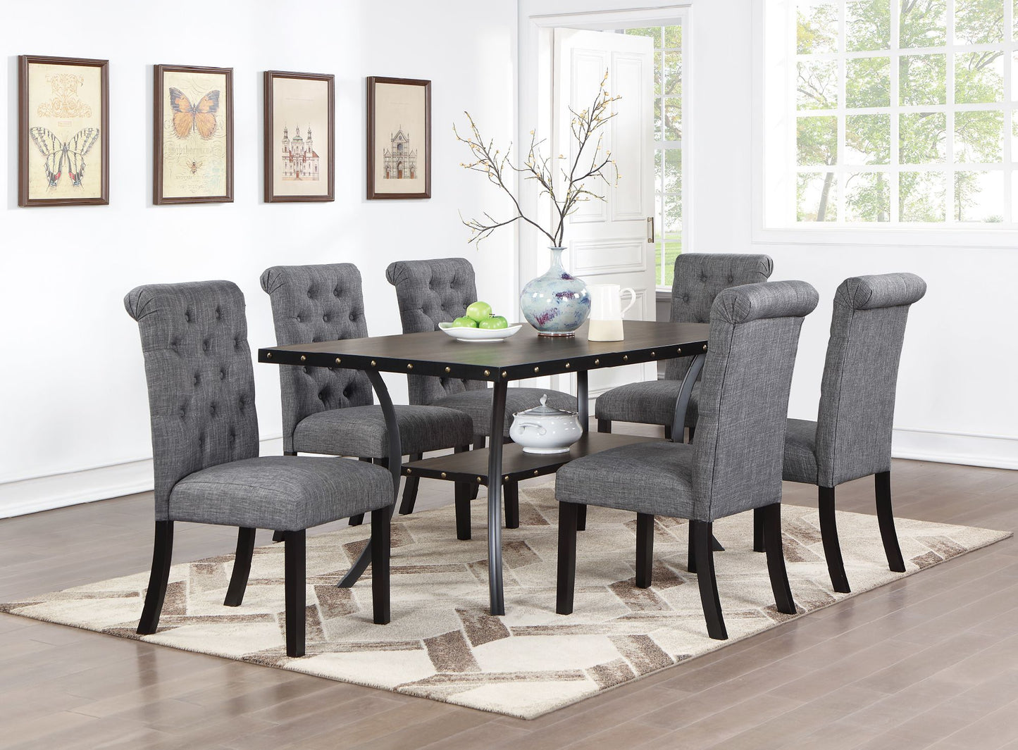 Classic Dining Room Furniture - Wooden Rectangle Dining Table Set
