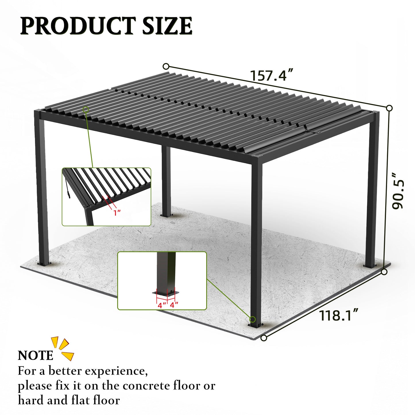 Pergola 10x13FT Aluminum Frame & Louvers