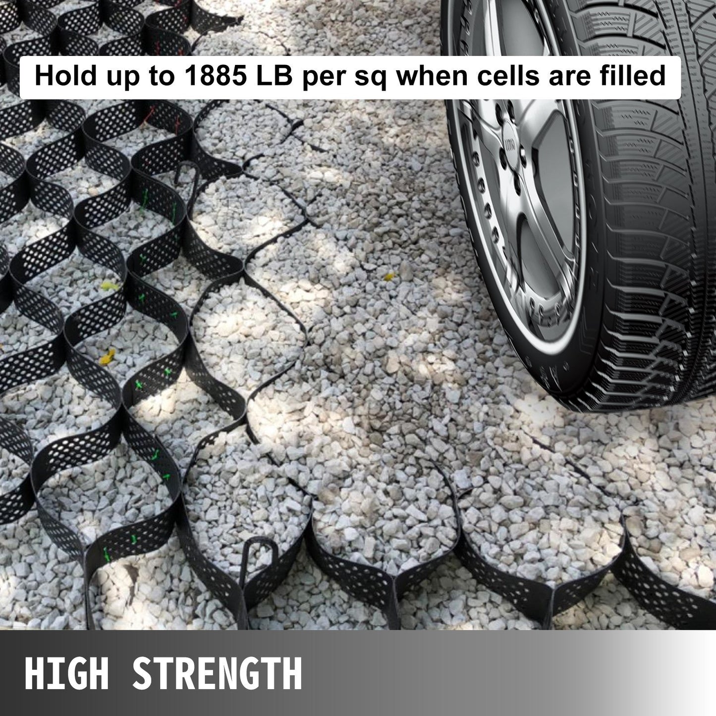 Geo Grid Ground Grid - 9x17 ft, 2 Inch Thick HDPE Gravel Stabilization
